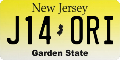 NJ license plate J14ORI
