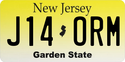 NJ license plate J14ORM