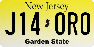 NJ license plate J14ORO