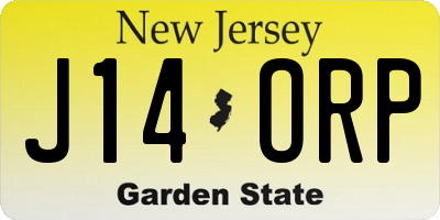 NJ license plate J14ORP