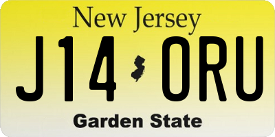 NJ license plate J14ORU