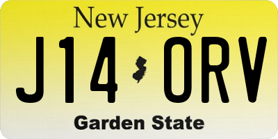 NJ license plate J14ORV