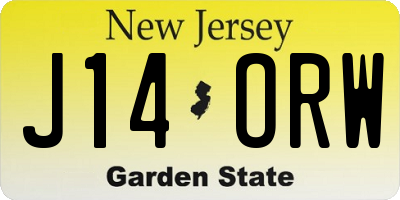 NJ license plate J14ORW
