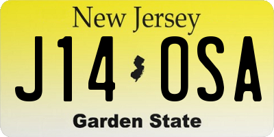 NJ license plate J14OSA