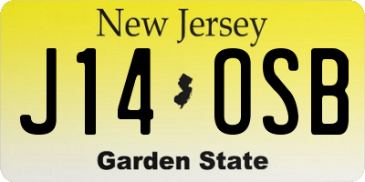 NJ license plate J14OSB