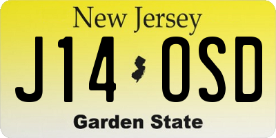NJ license plate J14OSD