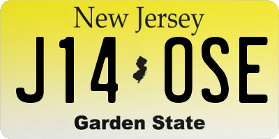 NJ license plate J14OSE