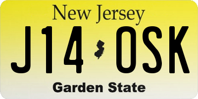 NJ license plate J14OSK