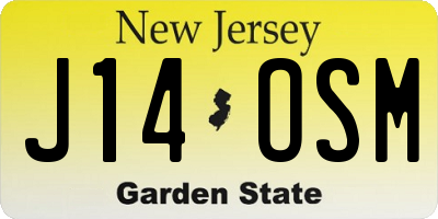 NJ license plate J14OSM