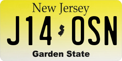 NJ license plate J14OSN