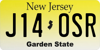 NJ license plate J14OSR