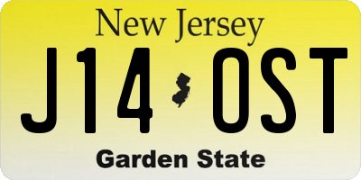NJ license plate J14OST