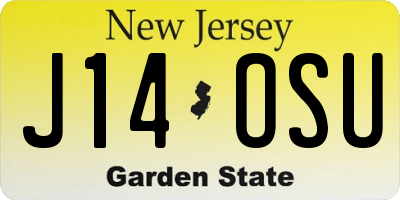 NJ license plate J14OSU