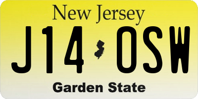 NJ license plate J14OSW