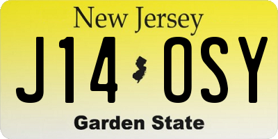 NJ license plate J14OSY