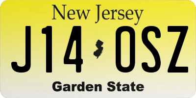NJ license plate J14OSZ