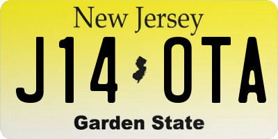 NJ license plate J14OTA