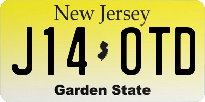 NJ license plate J14OTD