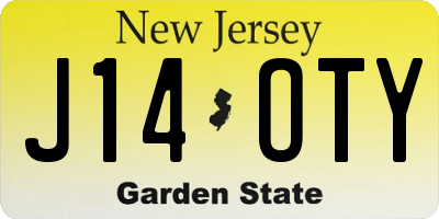 NJ license plate J14OTY
