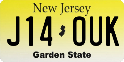 NJ license plate J14OUK