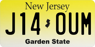 NJ license plate J14OUM