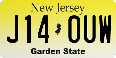 NJ license plate J14OUW