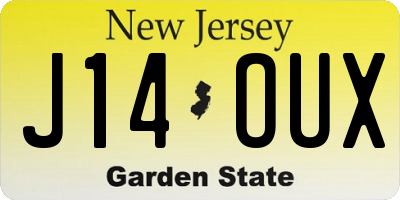 NJ license plate J14OUX