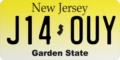 NJ license plate J14OUY