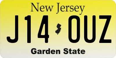 NJ license plate J14OUZ