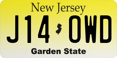 NJ license plate J14OWD