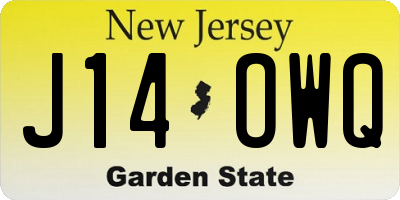 NJ license plate J14OWQ