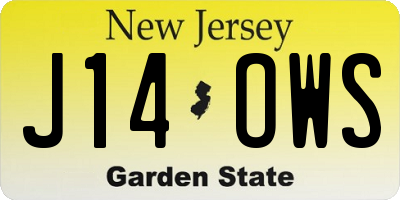 NJ license plate J14OWS