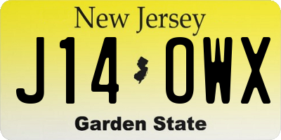 NJ license plate J14OWX