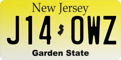 NJ license plate J14OWZ