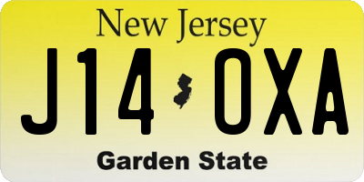 NJ license plate J14OXA