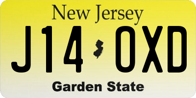 NJ license plate J14OXD