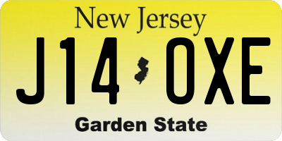 NJ license plate J14OXE