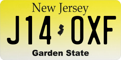 NJ license plate J14OXF