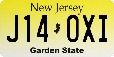 NJ license plate J14OXI