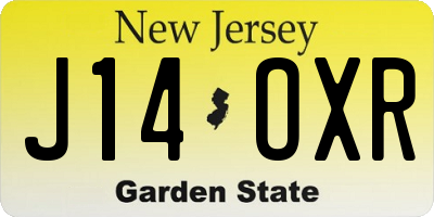 NJ license plate J14OXR
