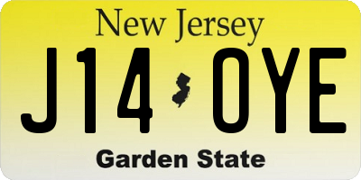 NJ license plate J14OYE