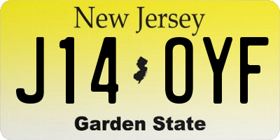 NJ license plate J14OYF