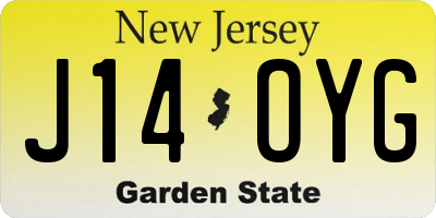 NJ license plate J14OYG