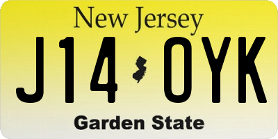 NJ license plate J14OYK