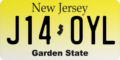 NJ license plate J14OYL