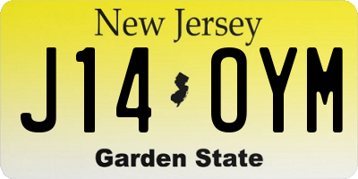 NJ license plate J14OYM