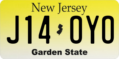 NJ license plate J14OYO