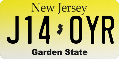 NJ license plate J14OYR