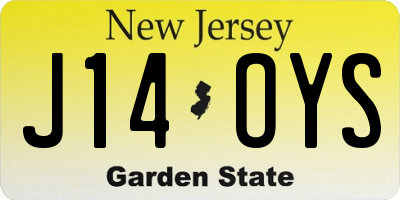 NJ license plate J14OYS