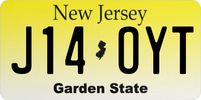 NJ license plate J14OYT